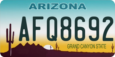 AZ license plate AFQ8692
