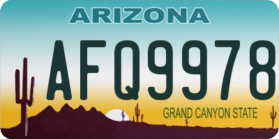 AZ license plate AFQ9978