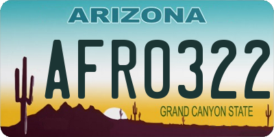 AZ license plate AFR0322