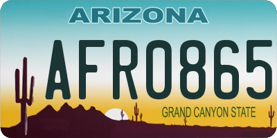AZ license plate AFR0865