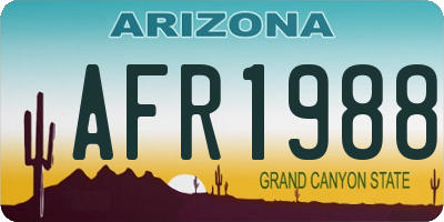 AZ license plate AFR1988