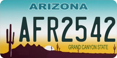 AZ license plate AFR2542