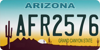 AZ license plate AFR2576