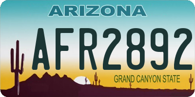 AZ license plate AFR2892