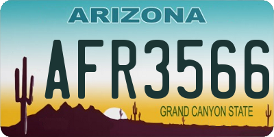 AZ license plate AFR3566