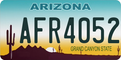 AZ license plate AFR4052