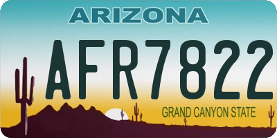 AZ license plate AFR7822