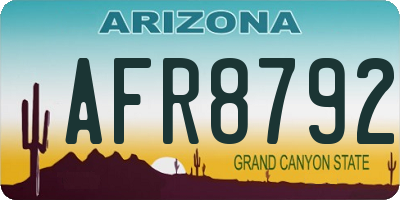 AZ license plate AFR8792
