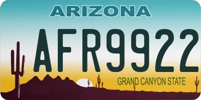 AZ license plate AFR9922
