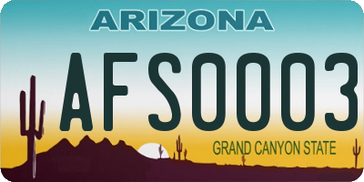 AZ license plate AFS0003