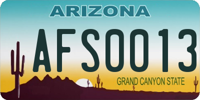 AZ license plate AFS0013