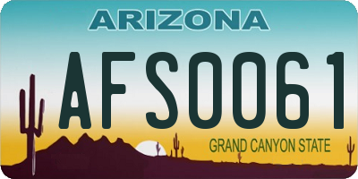 AZ license plate AFS0061