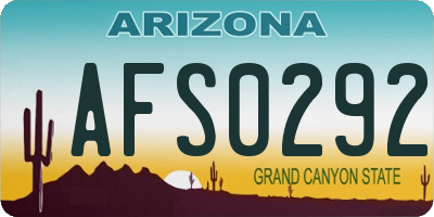 AZ license plate AFS0292