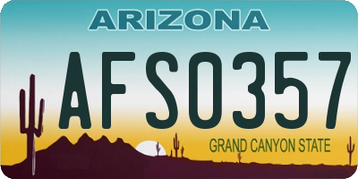 AZ license plate AFS0357
