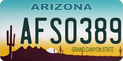 AZ license plate AFS0389