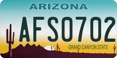AZ license plate AFS0702