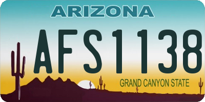 AZ license plate AFS1138