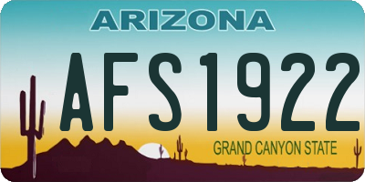 AZ license plate AFS1922