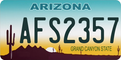 AZ license plate AFS2357