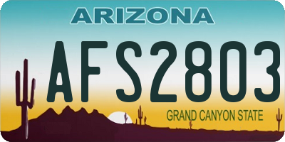 AZ license plate AFS2803