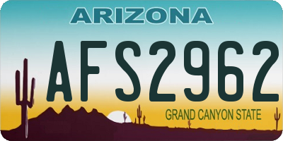 AZ license plate AFS2962