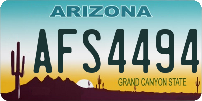 AZ license plate AFS4494