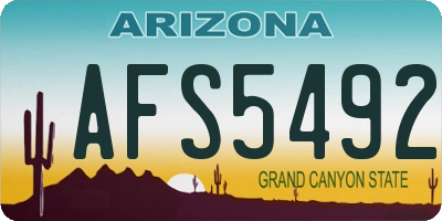 AZ license plate AFS5492