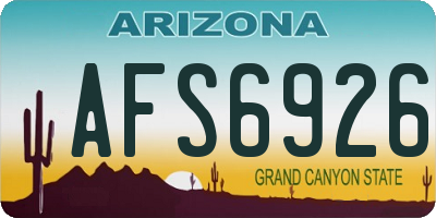 AZ license plate AFS6926