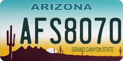 AZ license plate AFS8070