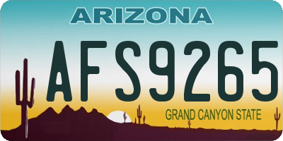 AZ license plate AFS9265