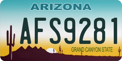 AZ license plate AFS9281