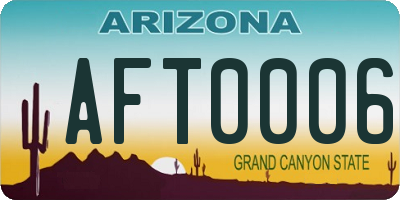 AZ license plate AFT0006