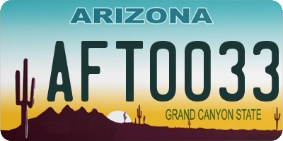 AZ license plate AFT0033