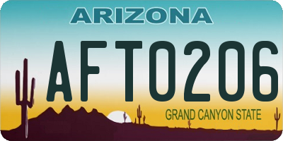AZ license plate AFT0206
