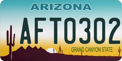 AZ license plate AFT0302