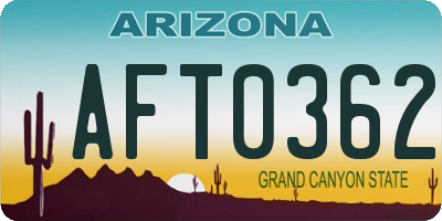 AZ license plate AFT0362