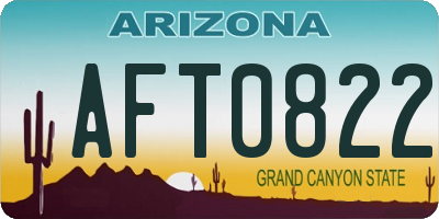 AZ license plate AFT0822