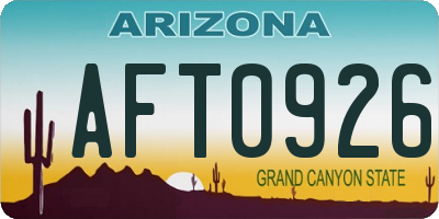 AZ license plate AFT0926