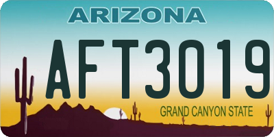 AZ license plate AFT3019