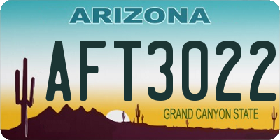 AZ license plate AFT3022