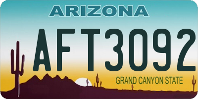 AZ license plate AFT3092