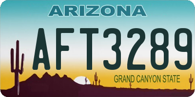 AZ license plate AFT3289