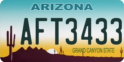 AZ license plate AFT3433