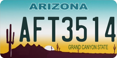 AZ license plate AFT3514