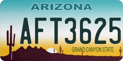 AZ license plate AFT3625