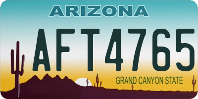 AZ license plate AFT4765