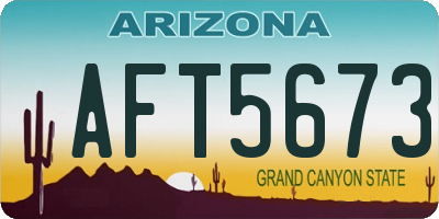 AZ license plate AFT5673