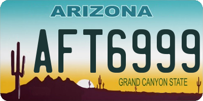 AZ license plate AFT6999