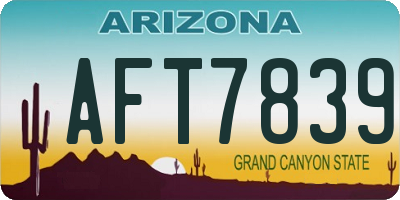 AZ license plate AFT7839