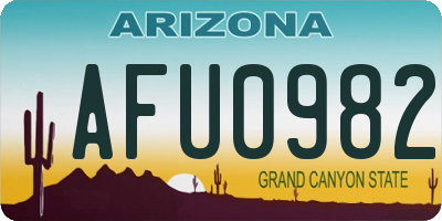 AZ license plate AFU0982